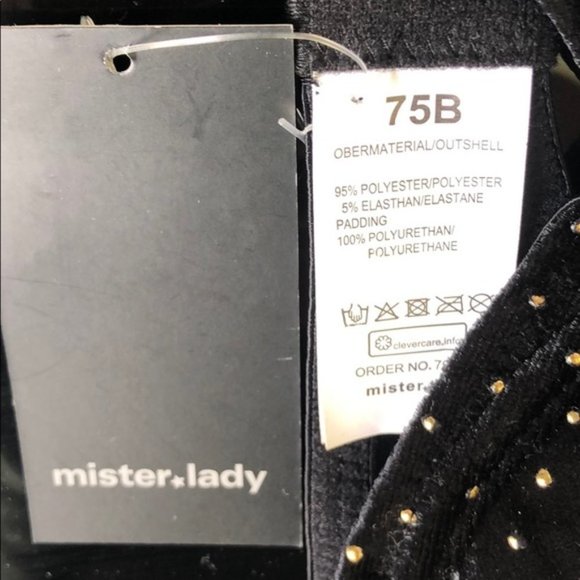 Classy Black Studded Velvet Bra Thong Set - Picture 4 of 9